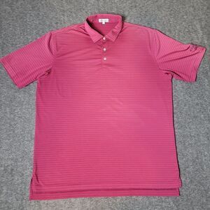 Peter Millar Summer Comfirt Mens Golf Polo Shirt Size XL Red Striped Rock Creek
